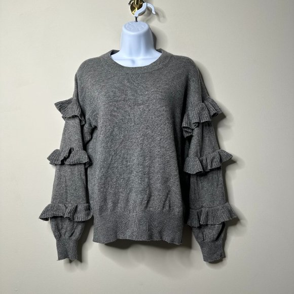 J. Crew Sweaters - J. Crew Ruffle Sleeve Crewneck Sweater Women's XS